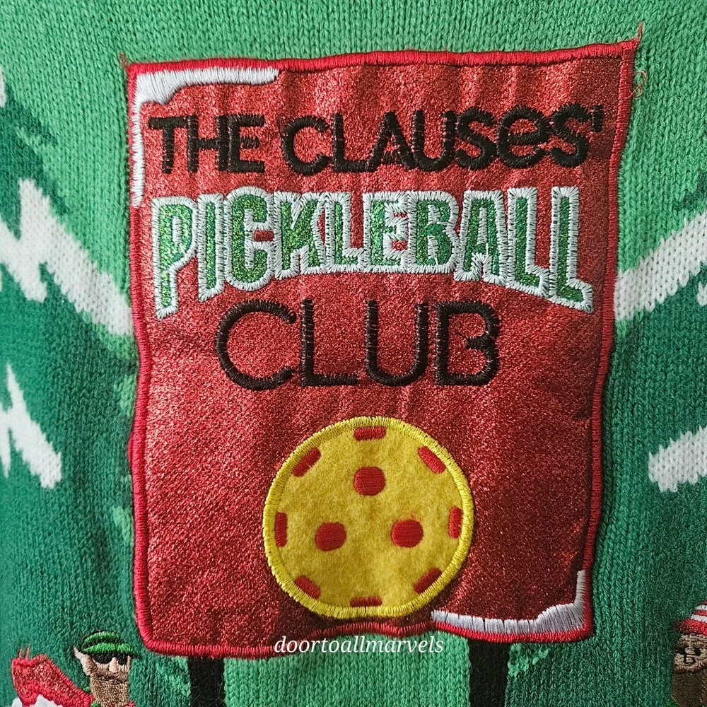 Blizzard Bay Ugly Christmas Sweater The Clauses Pickleball Club Men sz S